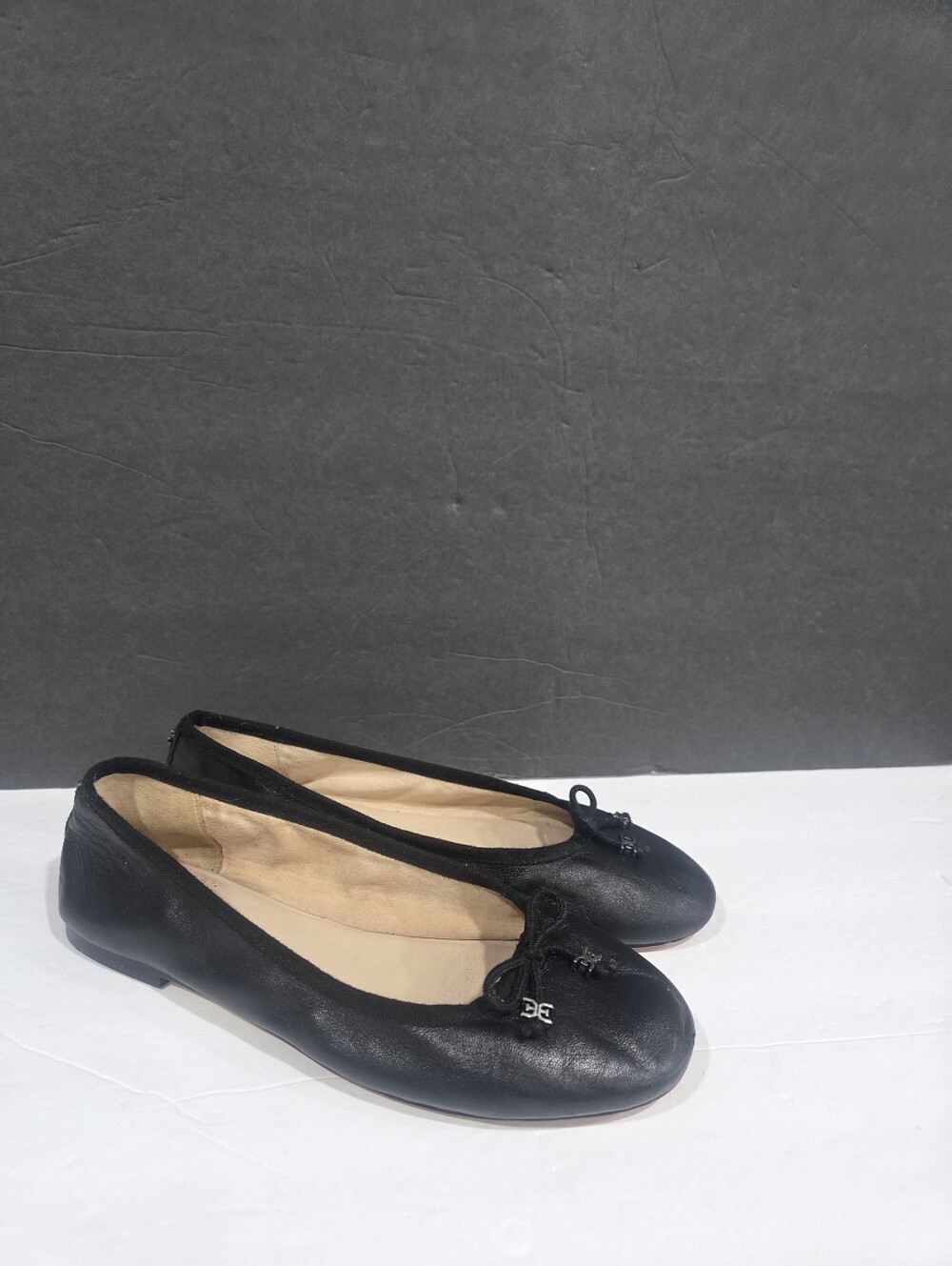 Sam Edelman Black Leather Ballet Flats with Bow Detail Sz.7